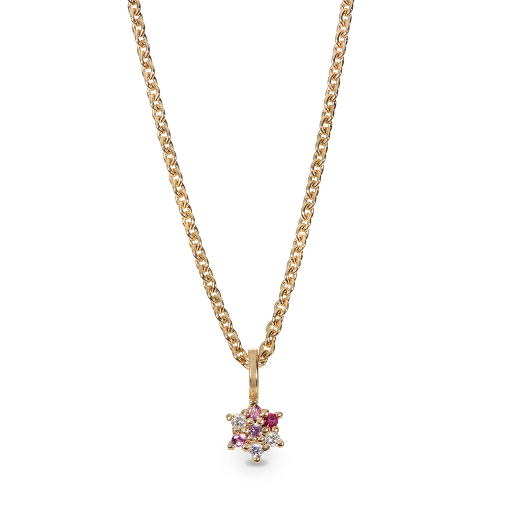 Maya Selway 18ct Yellow Gold Ruby, Diamond and Pink Sapphire Dancer Pendant