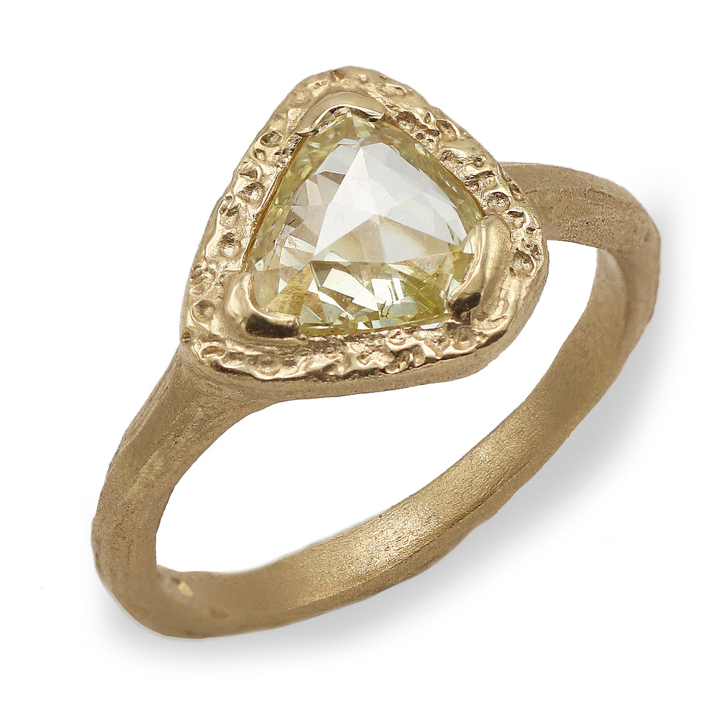 Collaboration 14ct Fairtrade Yellow Gold Ring set with Freeform Diamond