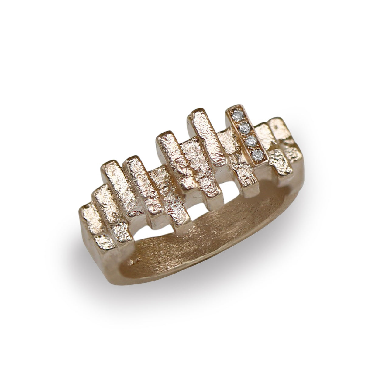 Millie Moores Recycled 9ct Yellow Gold Ring With Salt & Pepper Diamonds