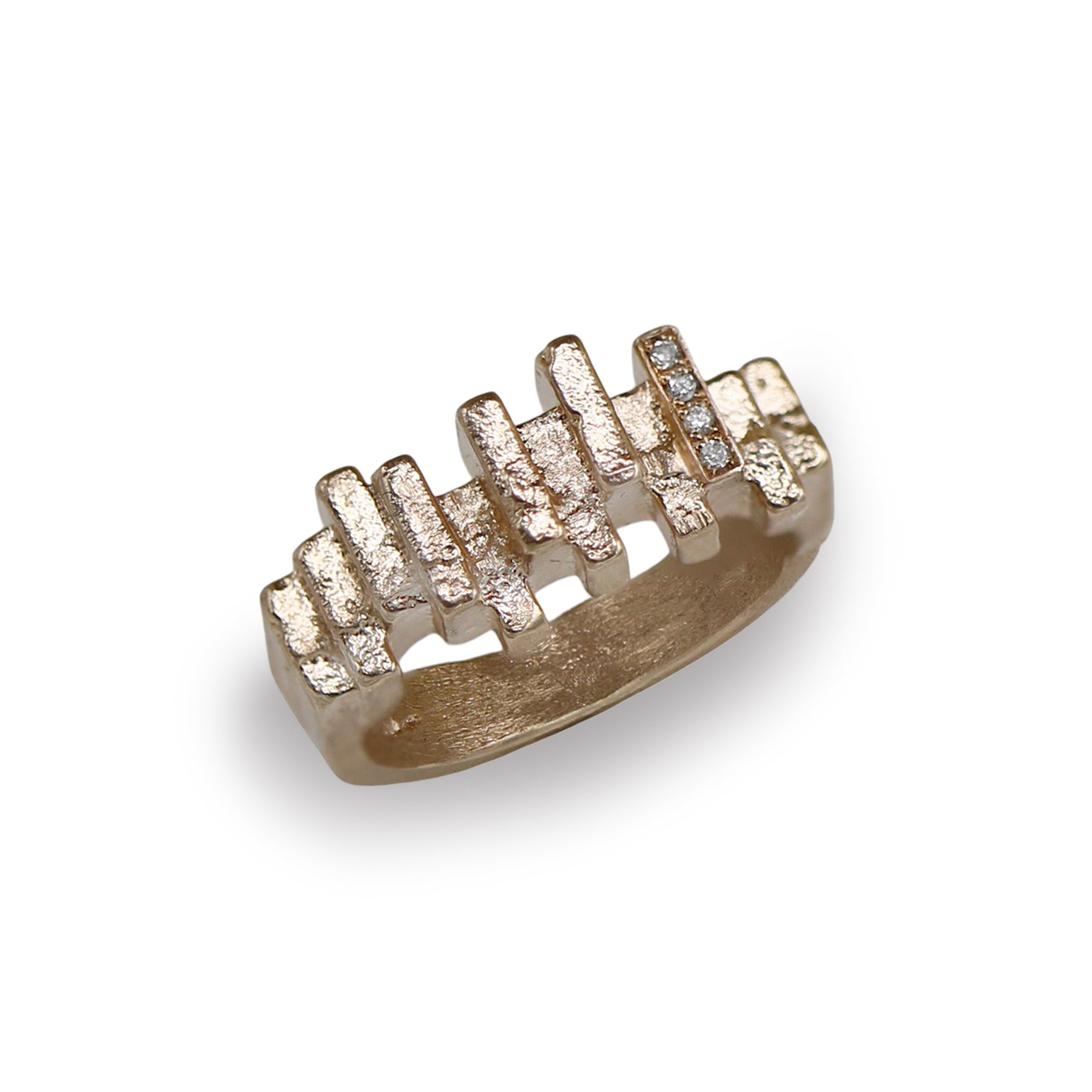 Millie Moores Recycled 9ct Yellow Gold Ring With Salt & Pepper Diamonds