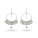 Mim Best Silver Feathered Fan Earrings With Carnelian Beads