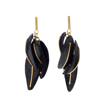 Makila Nsika Gold Plated Silver Vines Palm Nut Earrings