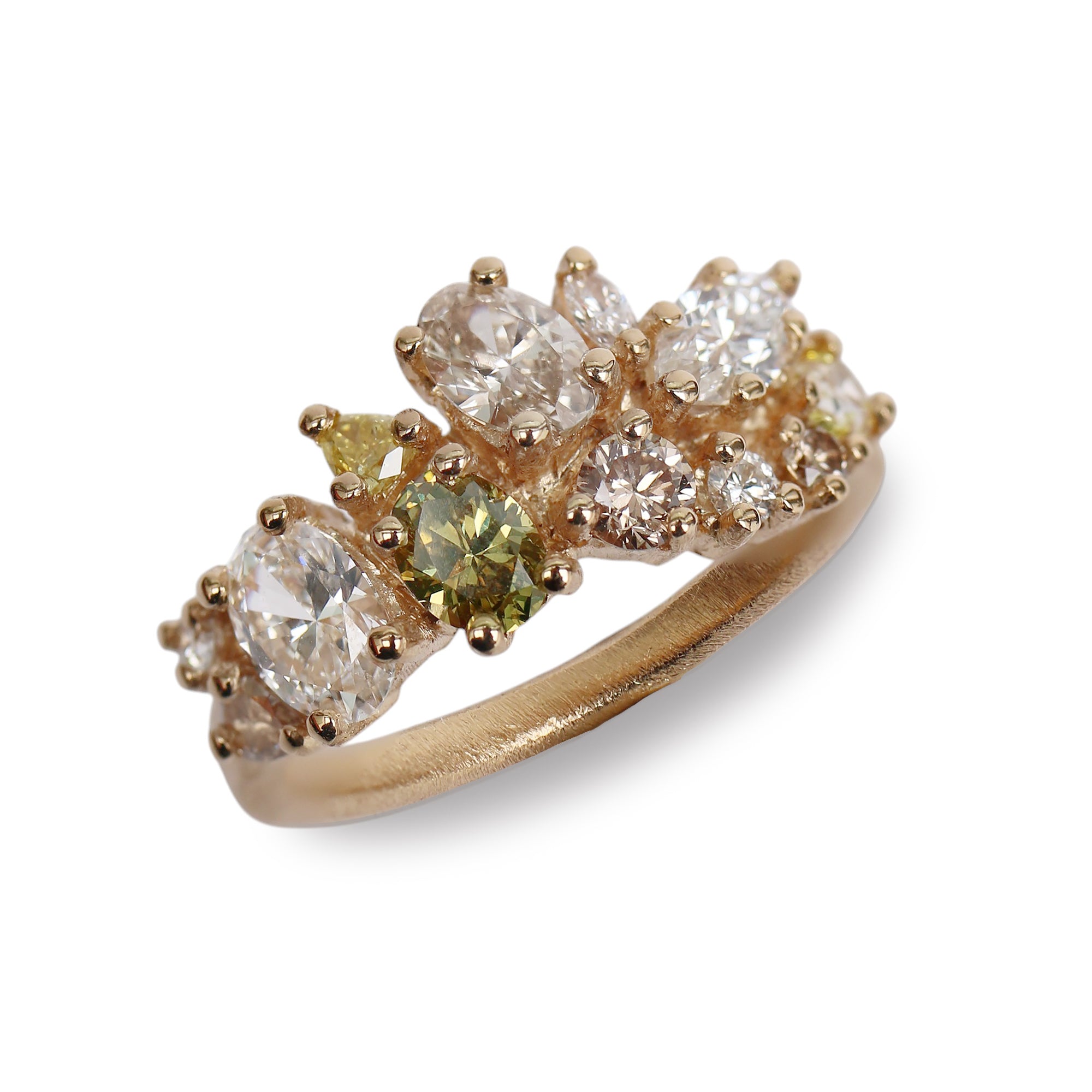 Bespoke - 9ct Yellow Gold Colourful Diamond Cluster Ring