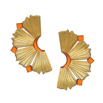 Gold and Orange Nalla earrings on white background