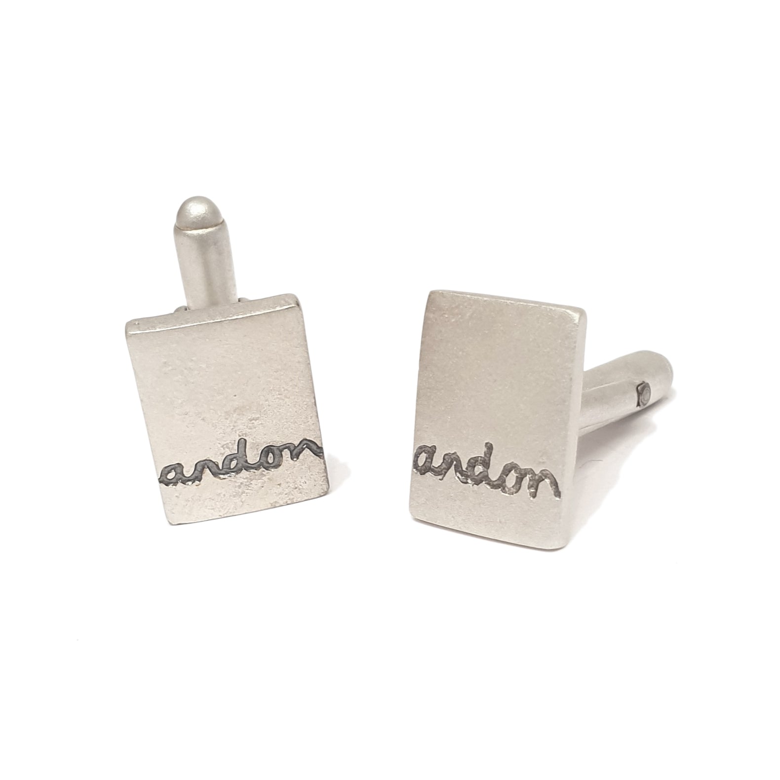 Silver Rectangle 'and on' Cufflinks