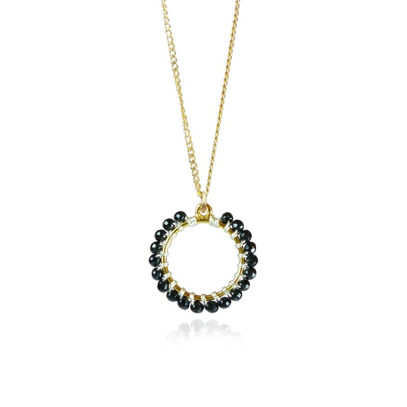 Mounir gold plated Black Onyx circle necklace