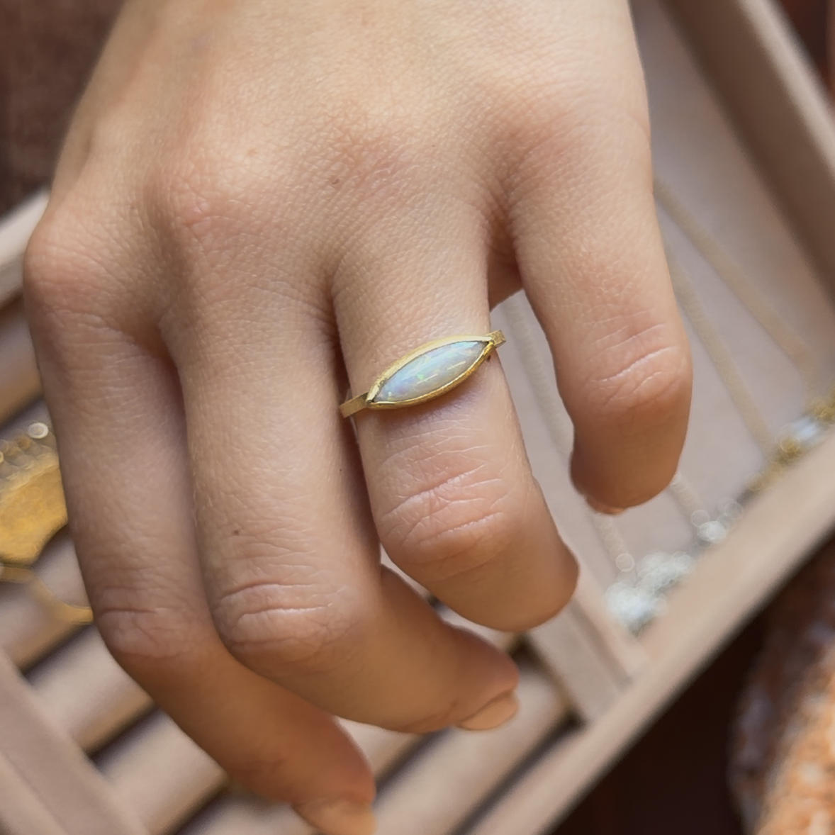 Rachel Jones East-West Marquise Opal Ring