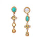 Ciara Bowles Yellow Gold Opal and Turquoise Croix Drops