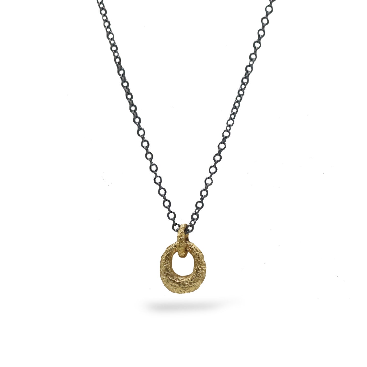 Reflect Tiny Silver Textured Double Link Pendant