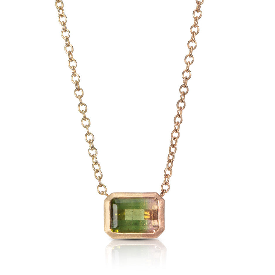 Rachel Jones  Watermelon Tourmaline Pendant in 9ct Yellow and Red Gold