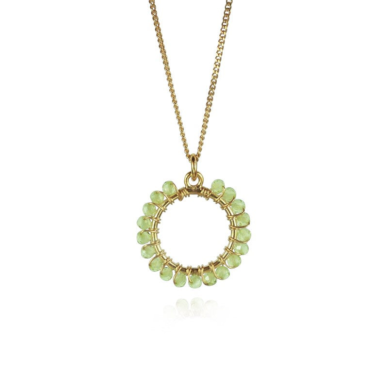 Mounir gold plated Peridot circle necklace