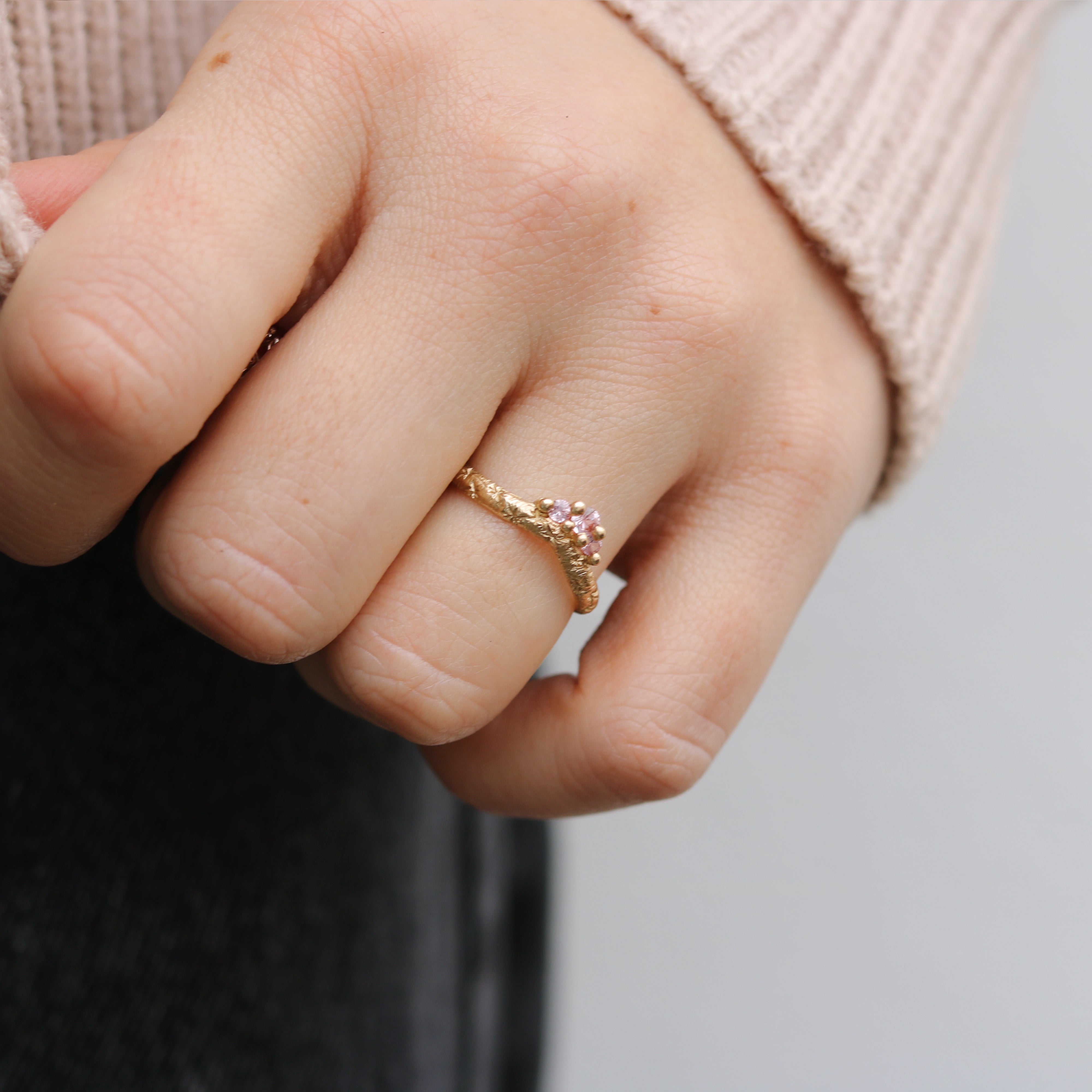 Ciara Bowles 9ct Yellow Gold Pink Crest Ring