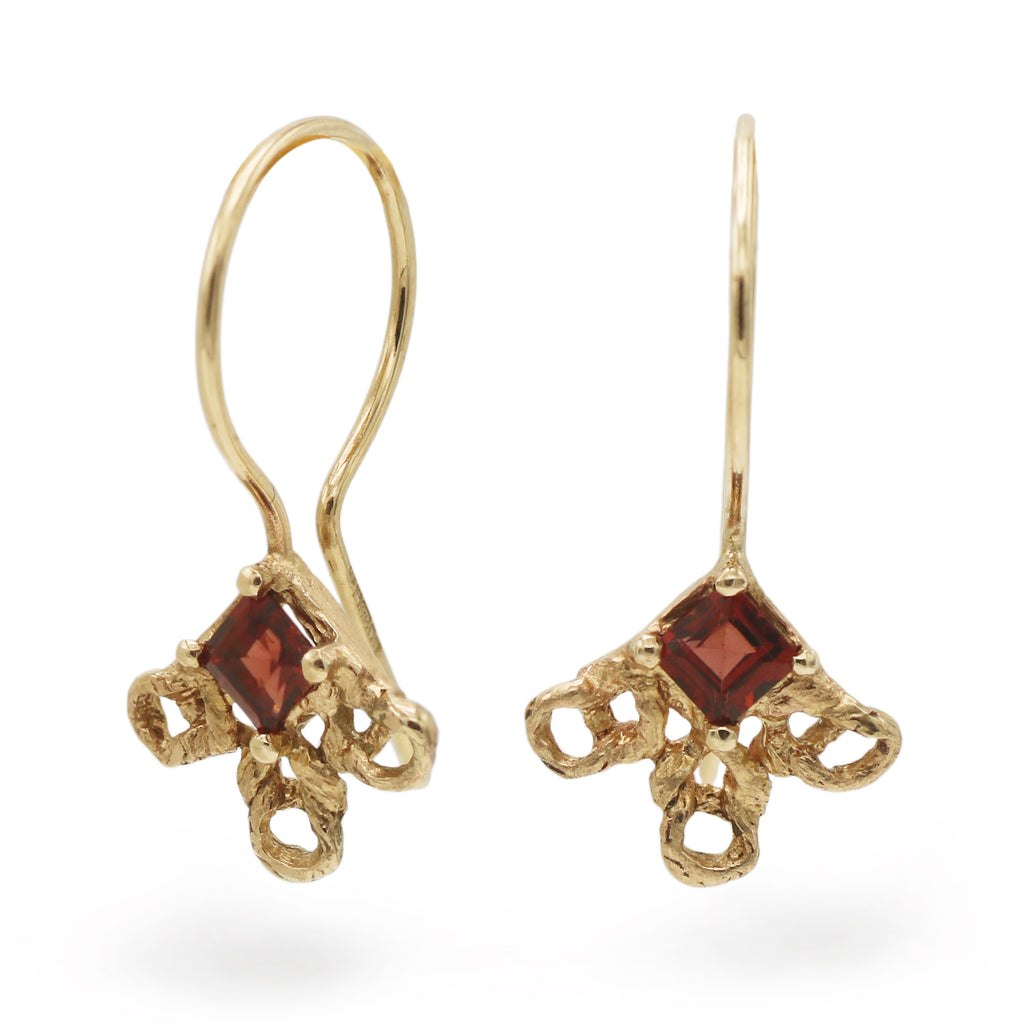 Rosalyn Faith 9ct Yellow Gold Drop Earrings with Garnets