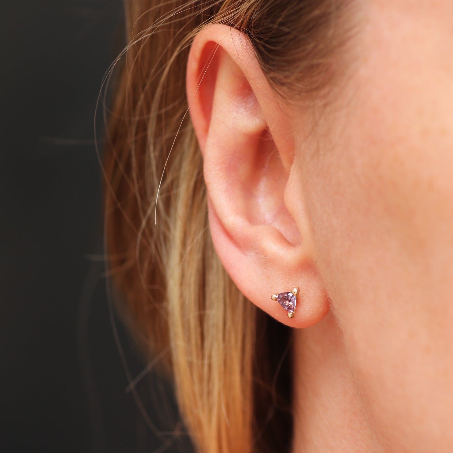 Rosalyn Faith Tanzanian Purple Spinel Studs in 9ct Yellow Gold