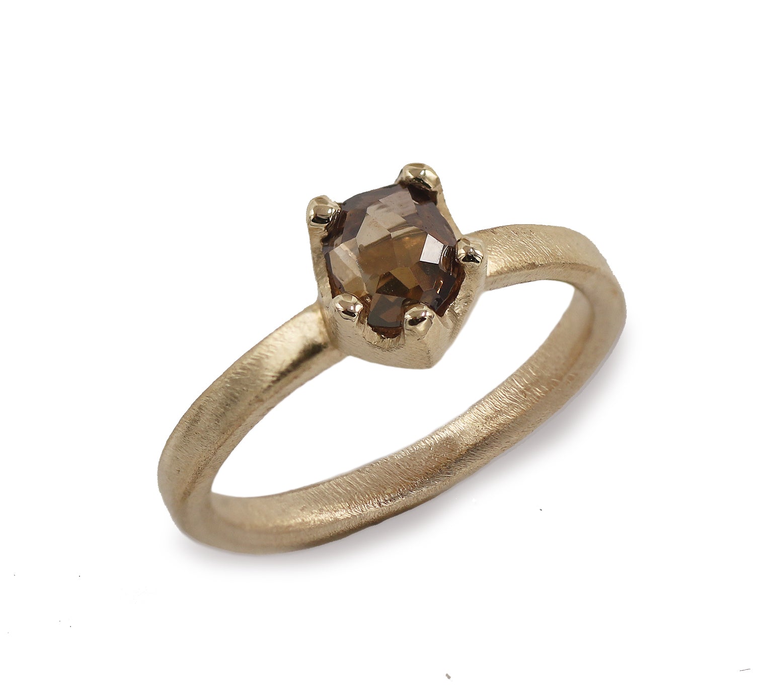 Brown Freeform Diamond Yellow Gold Ring