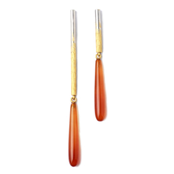 SOLD - Rebecca Burt Asymmetric Carnelian Drop Earrings