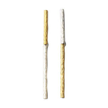 Rebecca Burt Asymmetric Gold Plate Flux Earrings