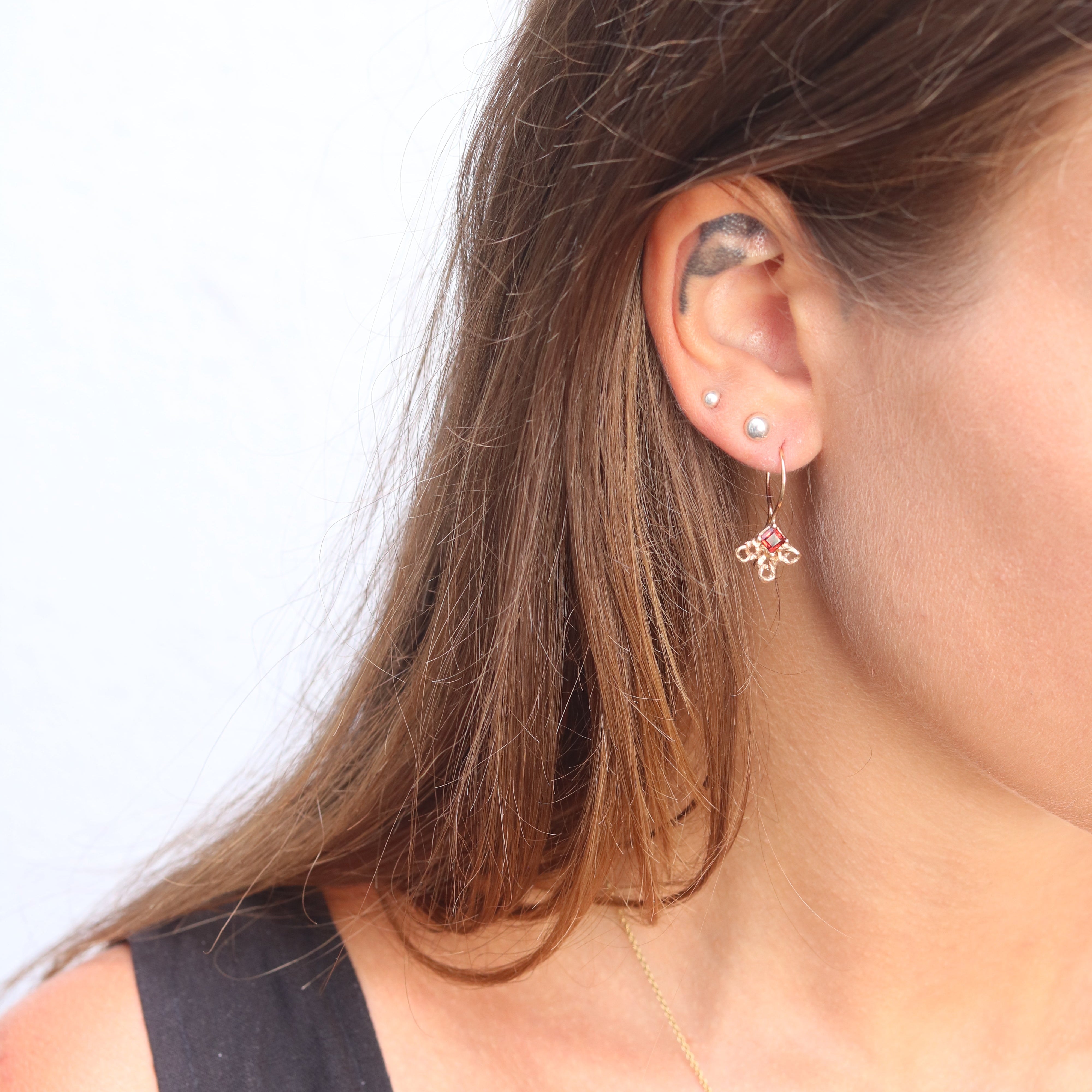 Rosalyn Faith 9ct Yellow Gold Drop Earrings with Garnets