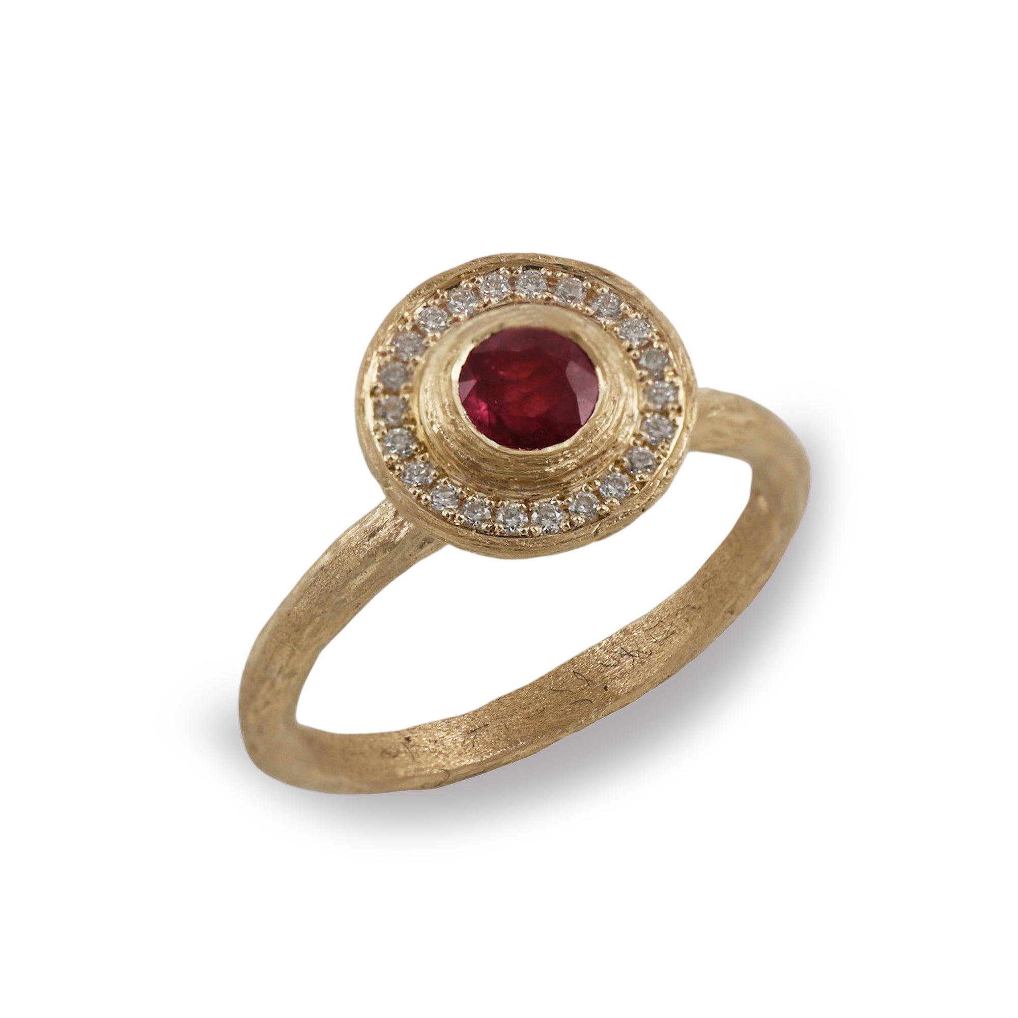 Bespoke -  Yellow Gold and Ruby Halo Ring