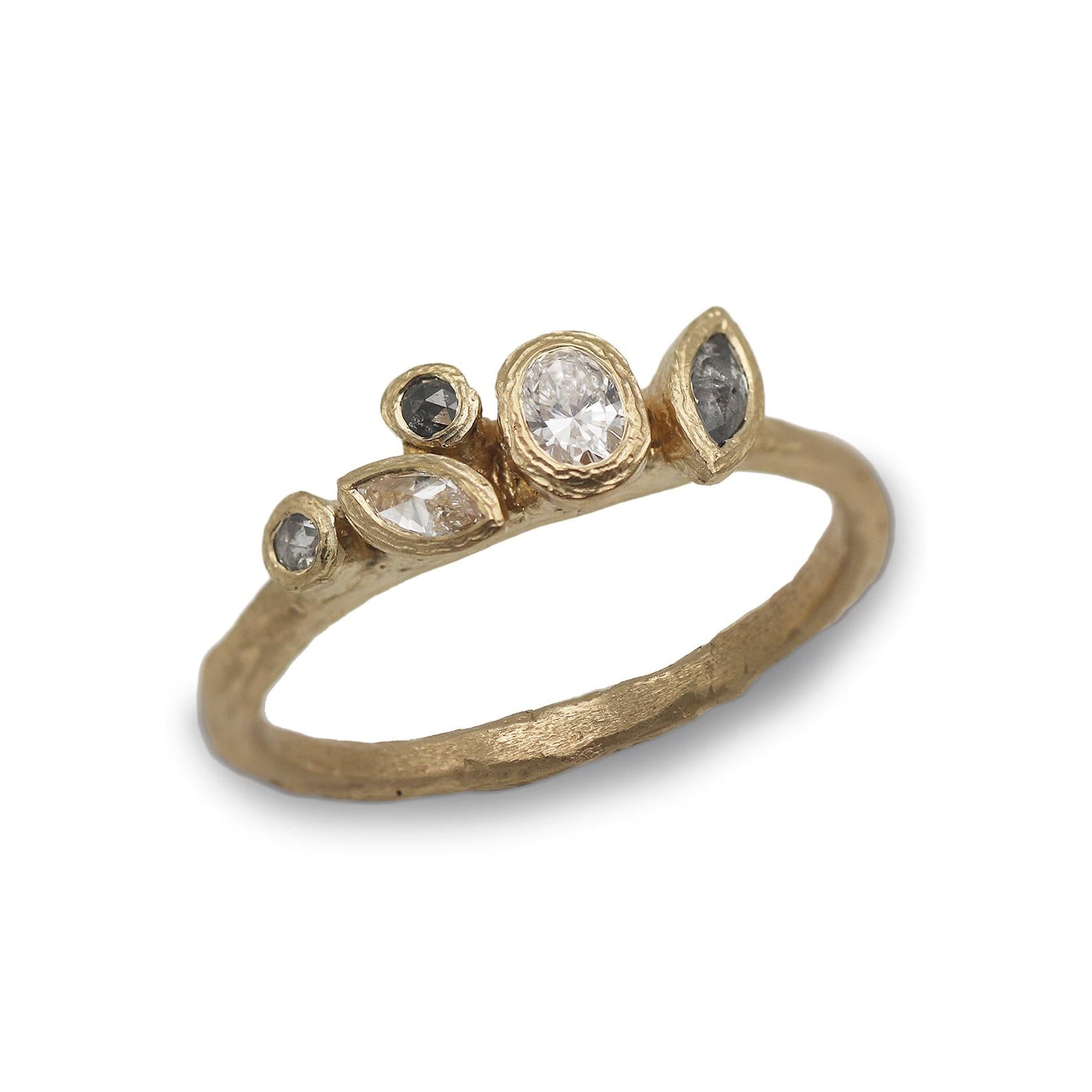 Bespoke - 9ct yellow gold with a mix-cut of diamonds