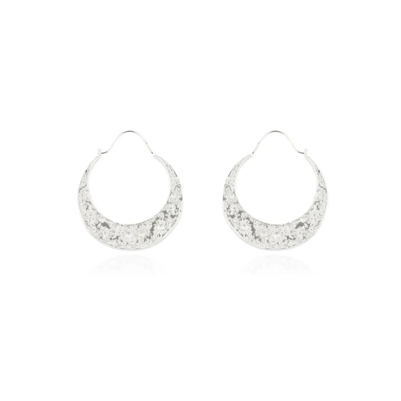 Momocreatura Silver Crescent Moon Hoops
