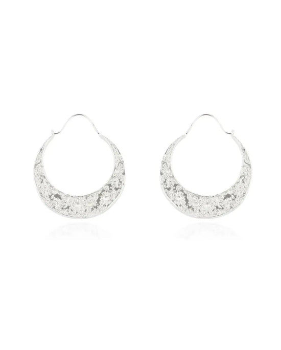 Momocreatura Silver Crescent Moon Hoops