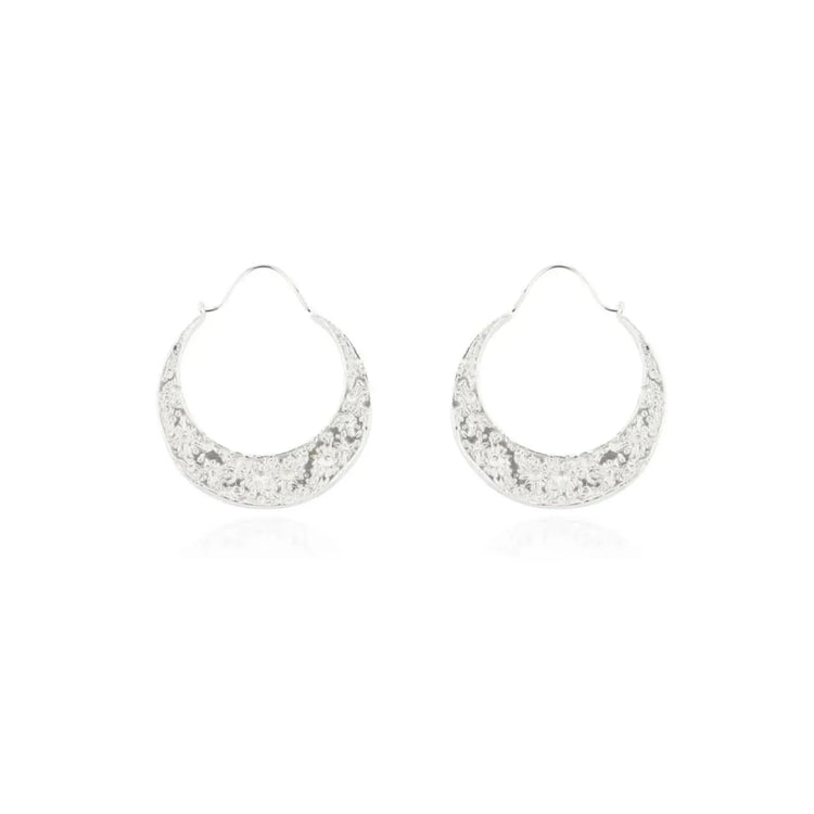Momocreatura Silver Crescent Moon Hoops
