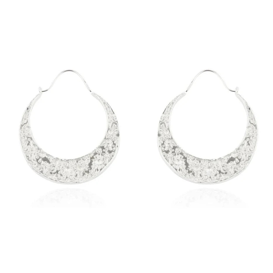Momocreatura Silver Crescent Moon Hoops