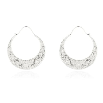 Momocreatura Silver Crescent Moon Hoops