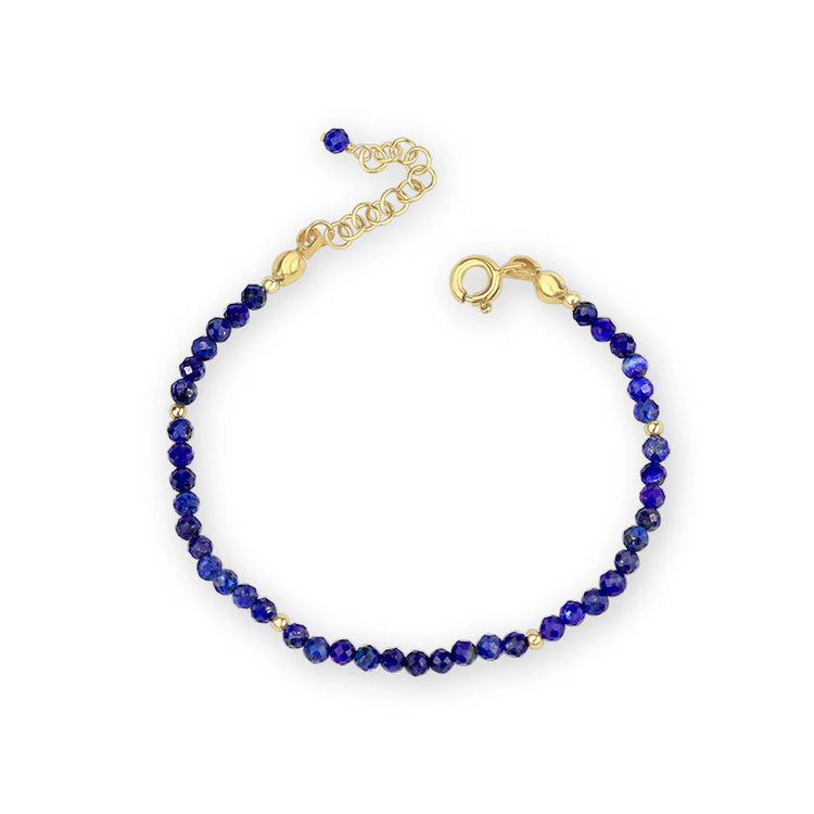 Mounir Delicate Lapis Lazuli Beaded Bracelet in Gold Plated Silver