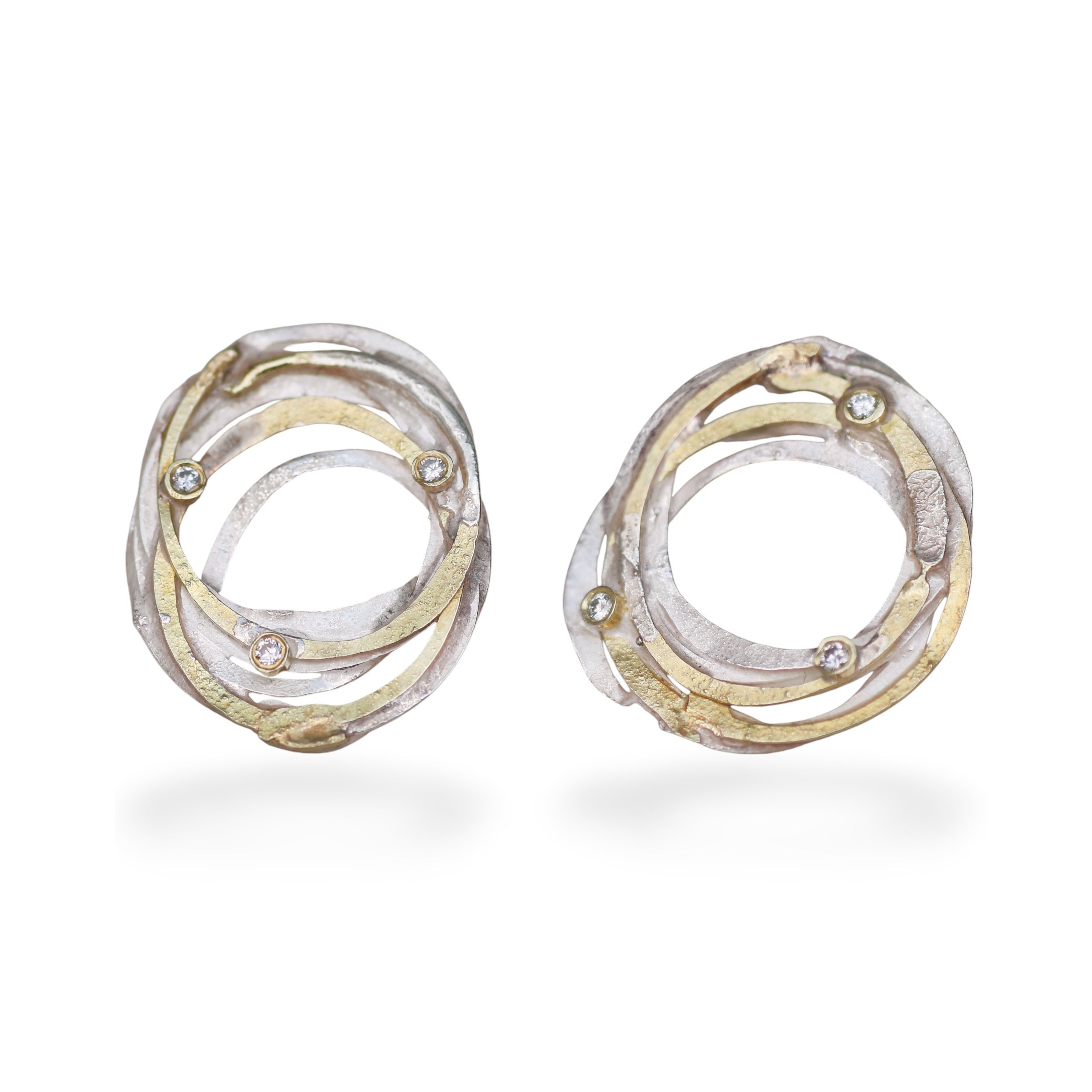 Shimara Carlow Gold and Silver Wrap Studs with Diamonds
