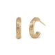 Small Yellow Gold and Diamonds Strata Textured Ear Hoops