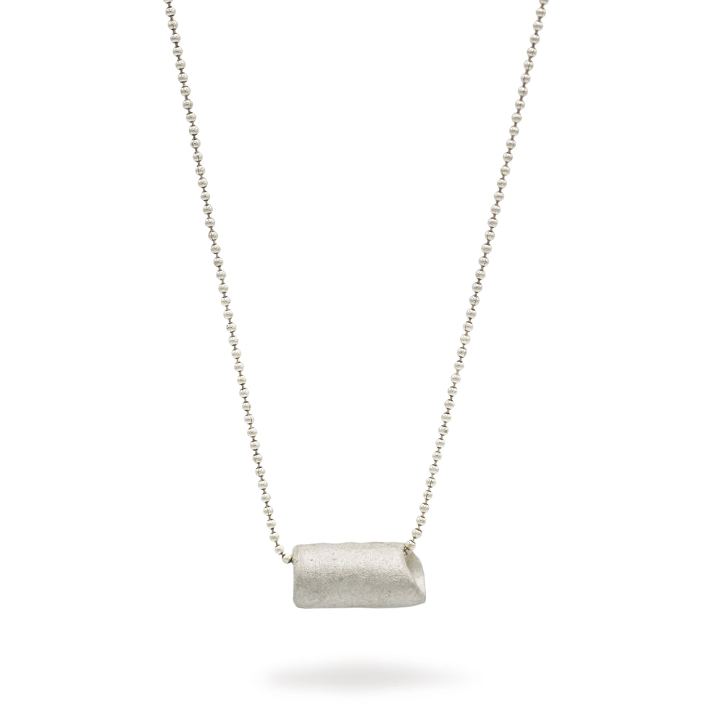 Heeseung Koh Silver Tube Pendant on Silver Ball Chain