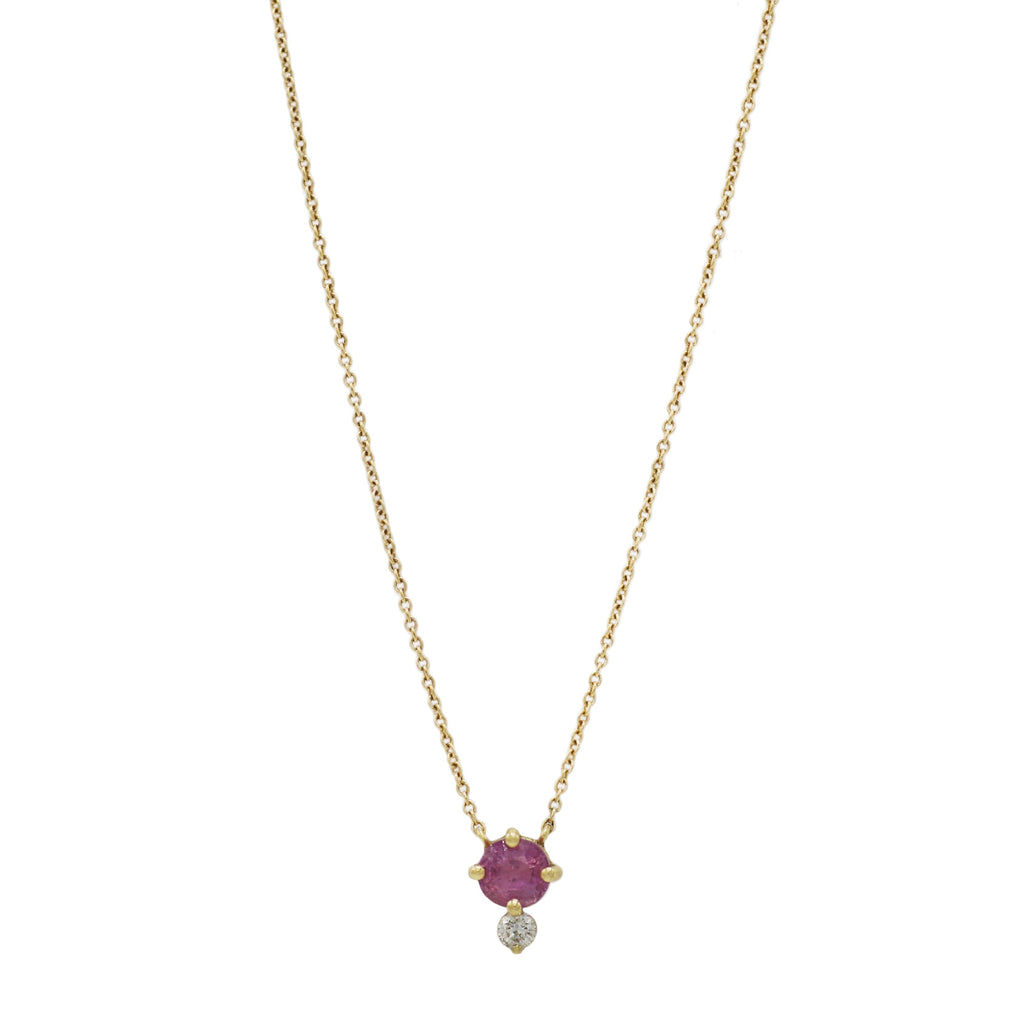 Shimell & Madden 18ct Yellow Gold, Pink Sapphire & Diamond Horizon Pendant