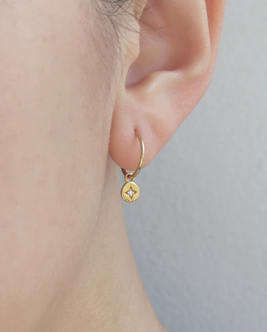 Mounir Mini Star Charm Hoops Gold plated