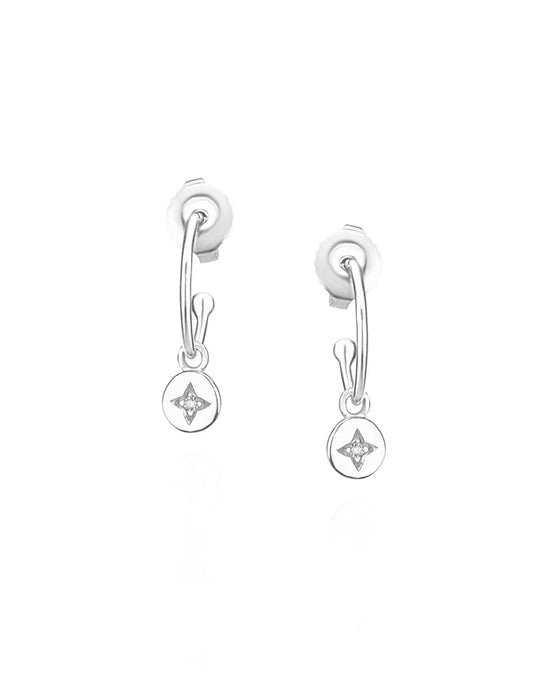 Mounir Mini Star Charm Hoops in Silver