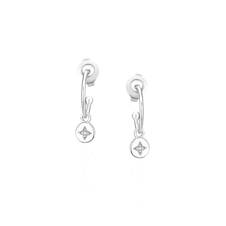 Mounir Mini Star Charm Hoops in Silver