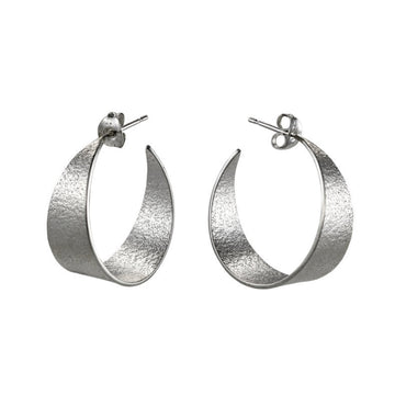 Silver textured medium hoops on white background 