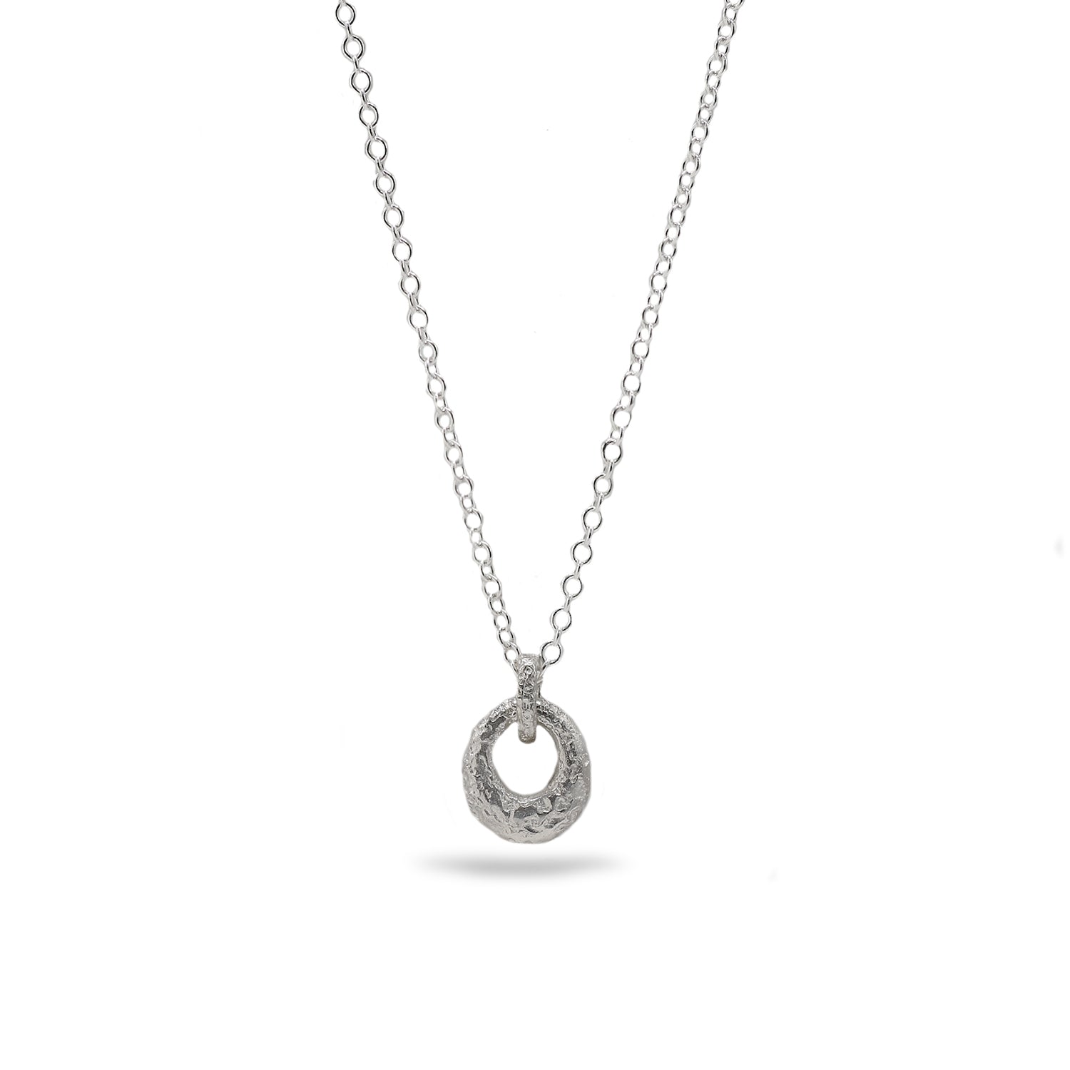 Reflect Tiny Silver Textured Double Link Pendant
