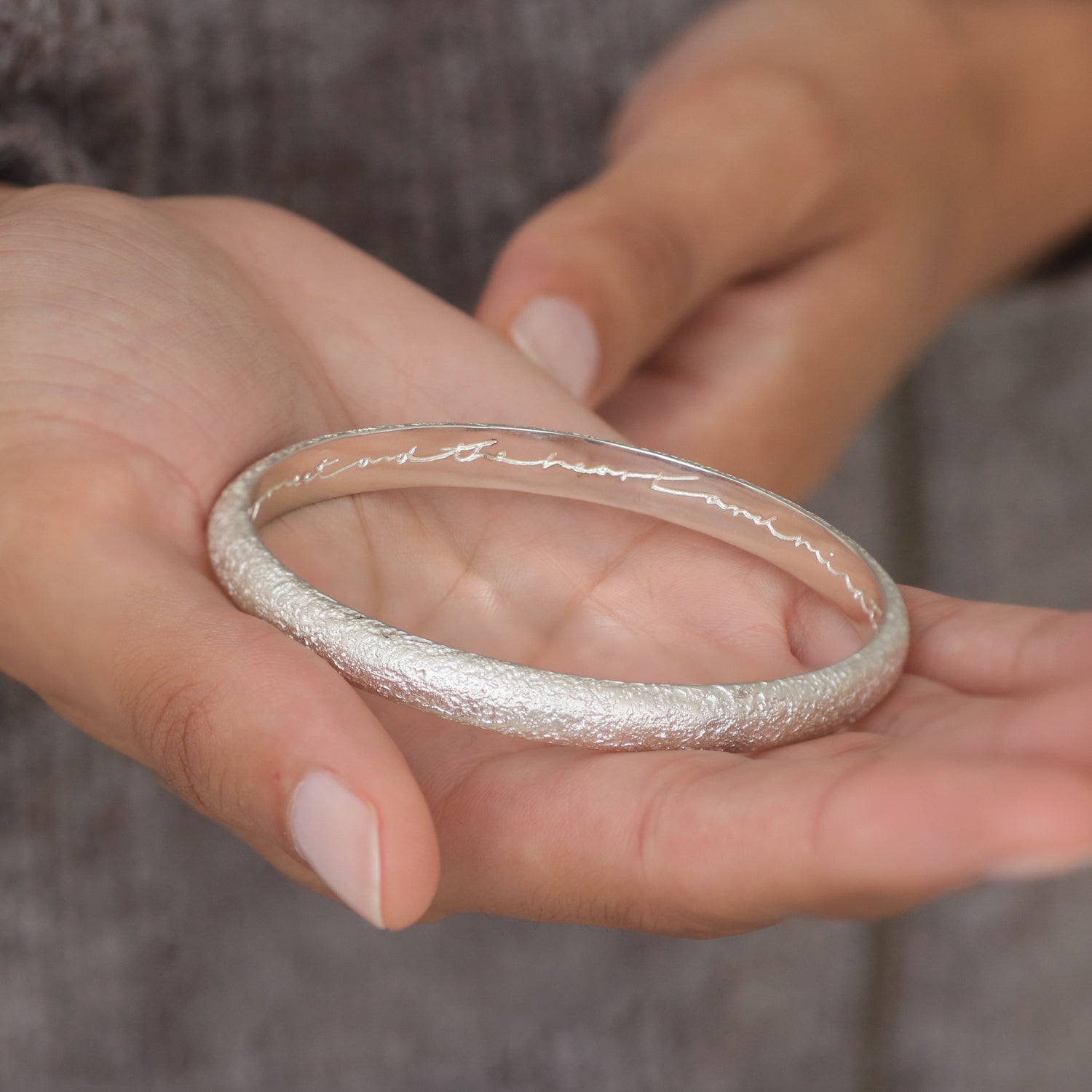 Reflect Silver Textured Dome Bangle