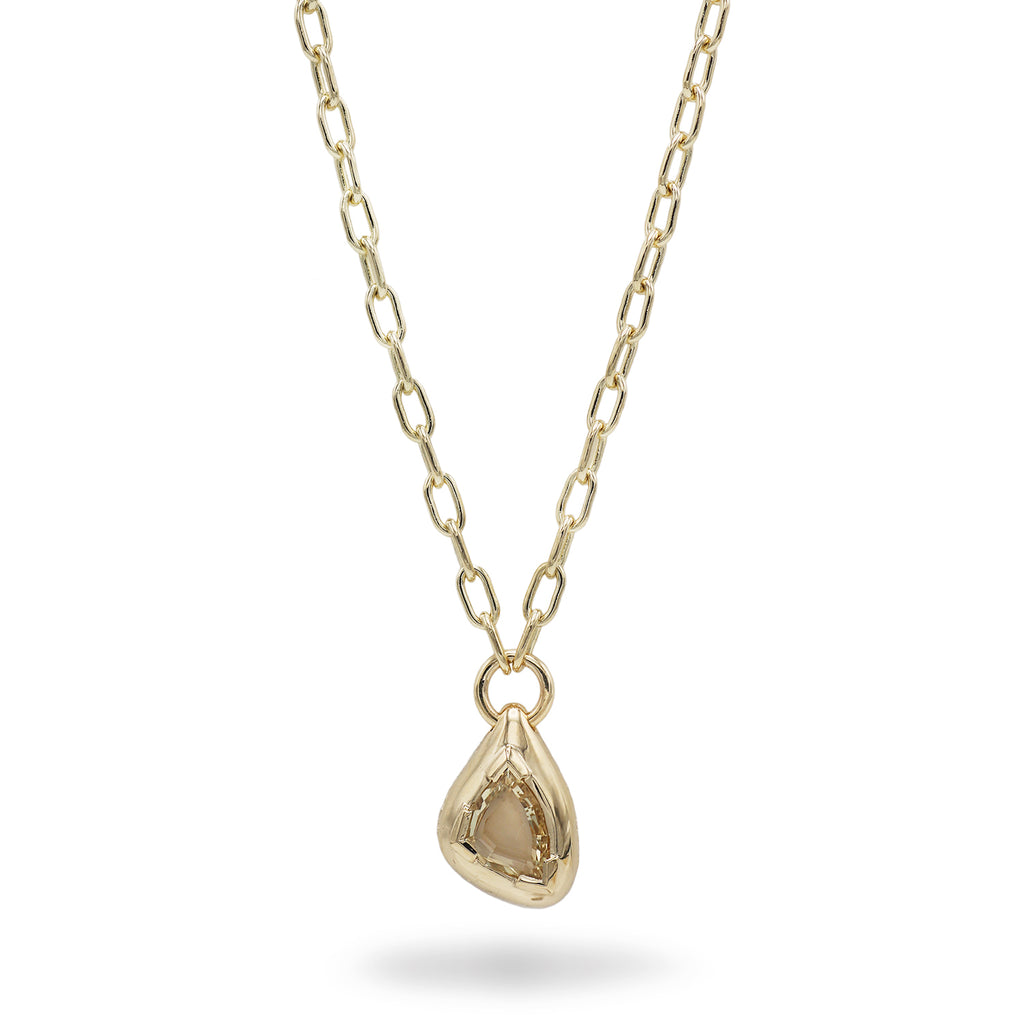 "Every Heart To Love Will Come" Gold Sapphire Pendant