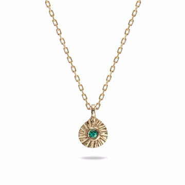 Mim Best 9ct Gold Teeny Tiny Emerald Necklace