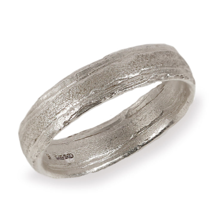 Diana Porter wide textured mens gold platinum wedding ring