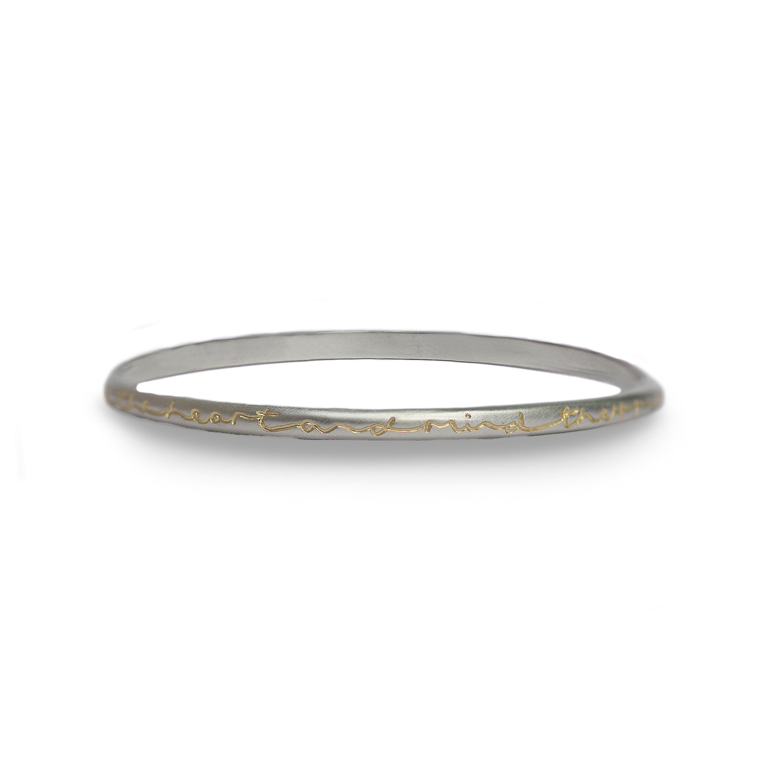 Reflect Silver Heart and Mind Etched Bangle