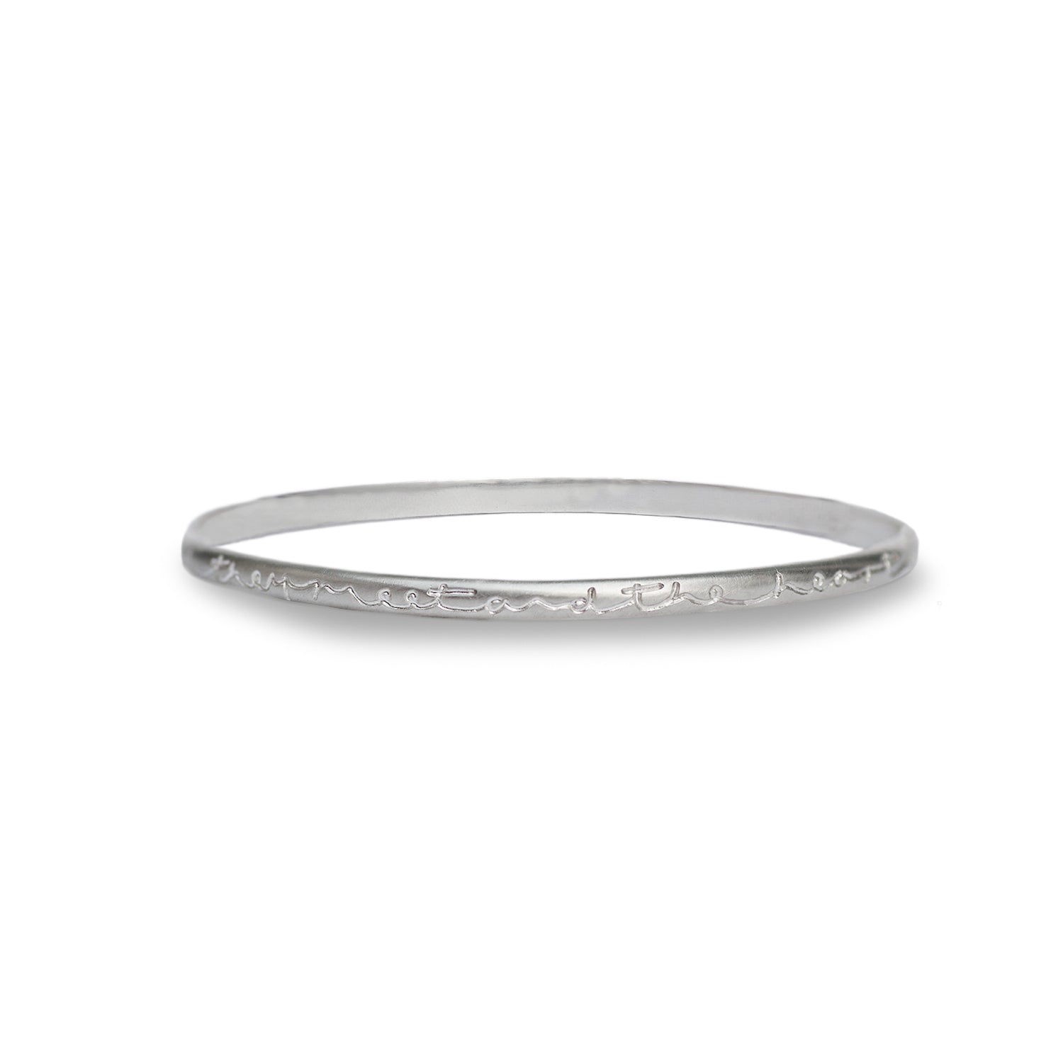Reflect Silver Heart and Mind Etched Bangle