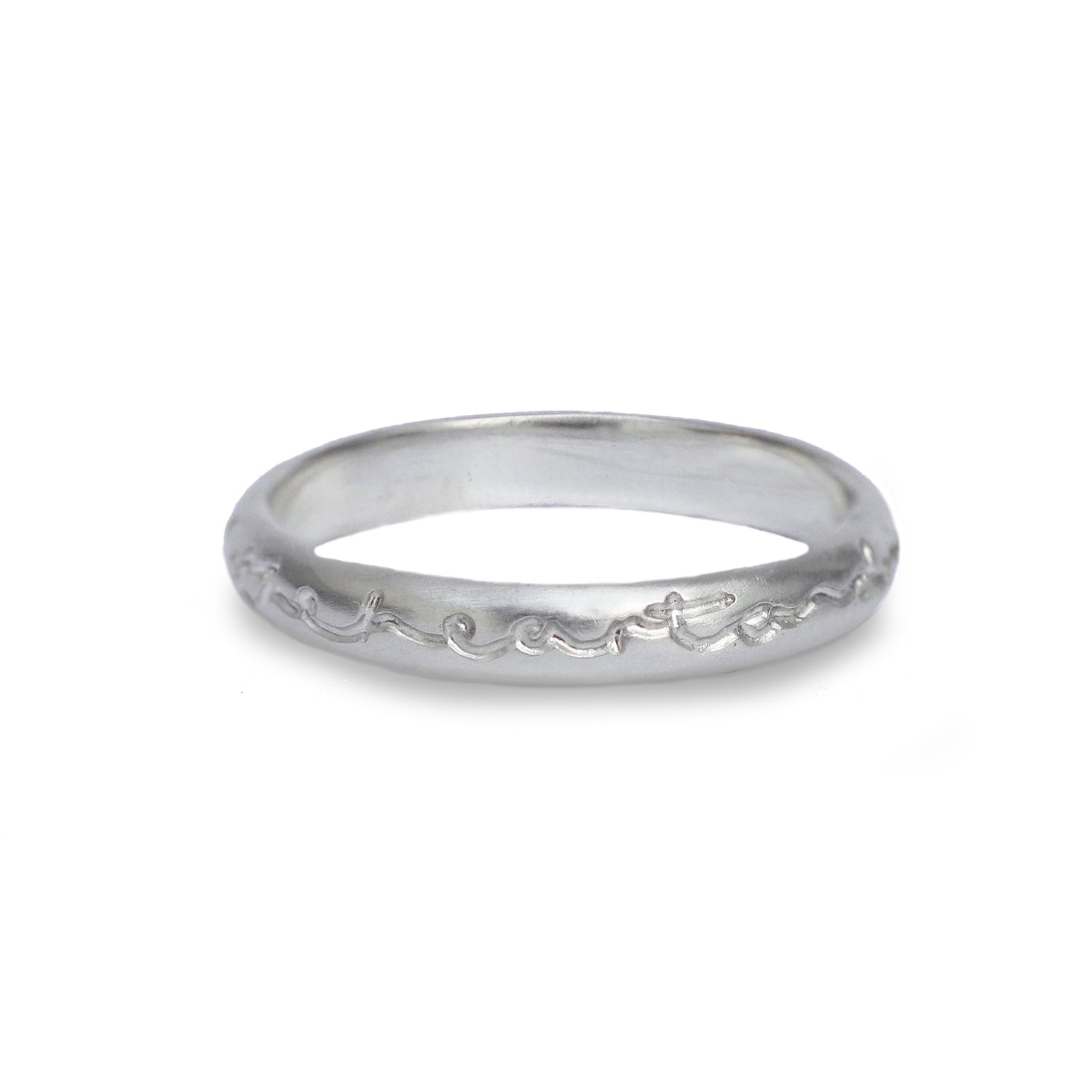 Reflect Slim Etched Silver Ring