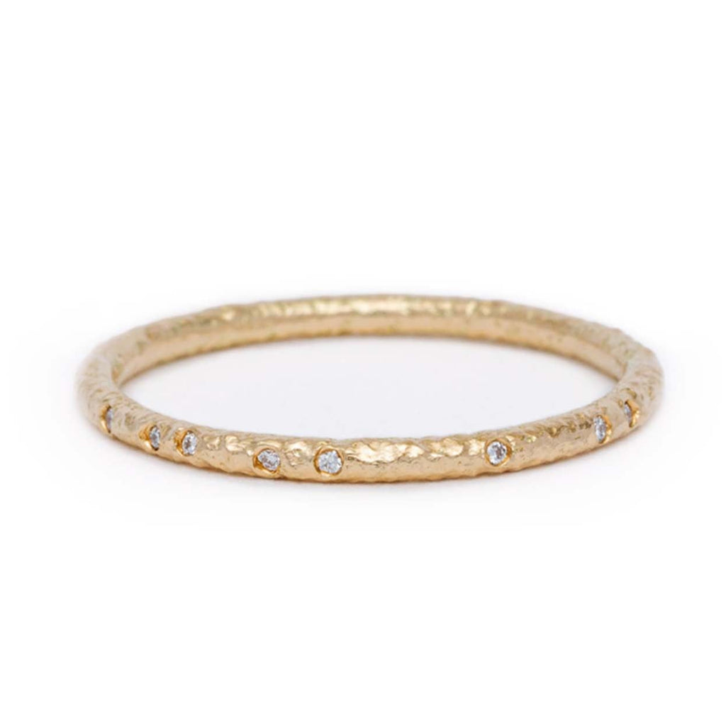 Maya Selway Textured Gold Diamond Wedding Ring 1.5mm