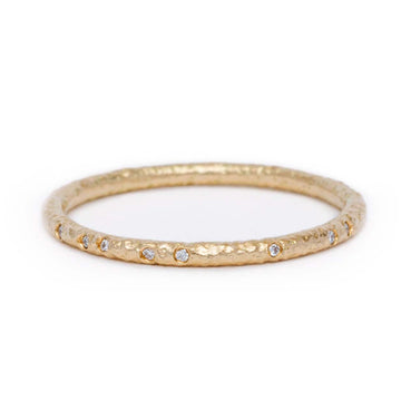 Maya Selway Textured Gold Diamond Wedding Ring 1.5mm