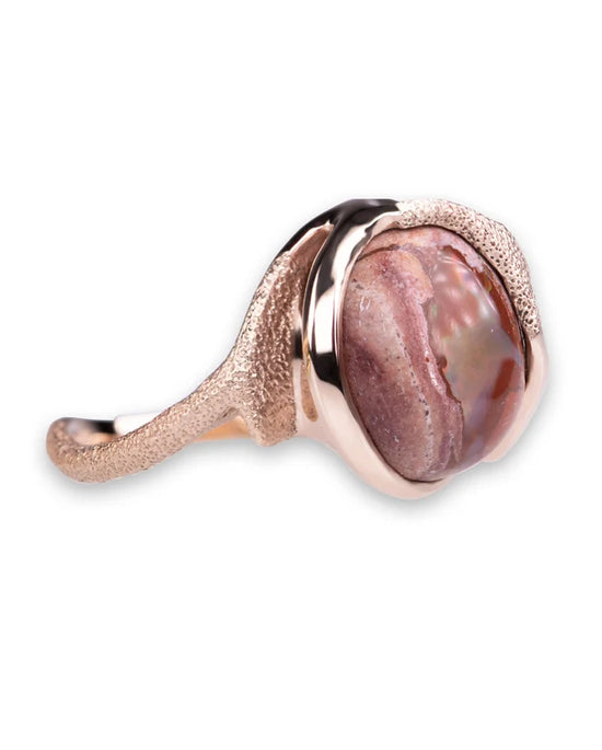 Outlet Ex Display The Way Opal Statement Ring 5.5ct Mexican boulder opal recycled 18ct rose gold