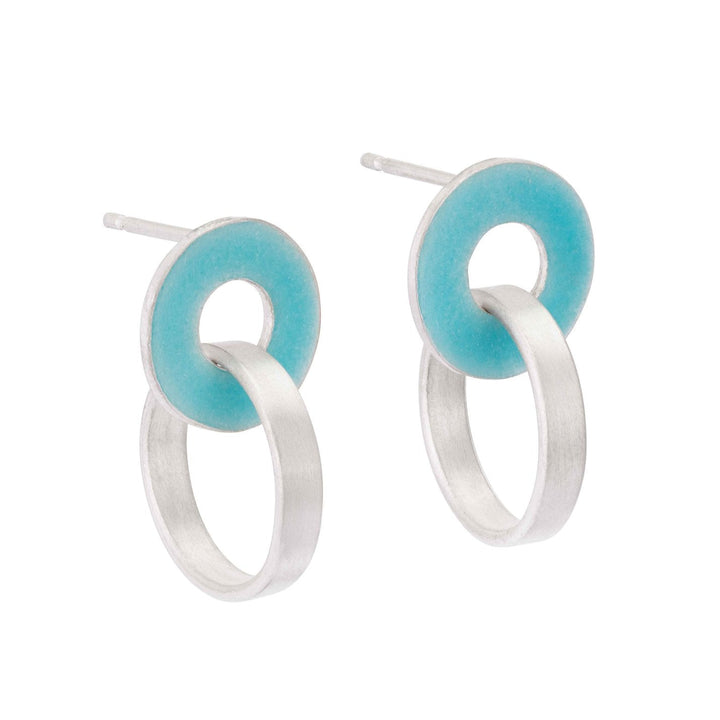 Grace Girvan Turquoise Enamel Silver Hoops
